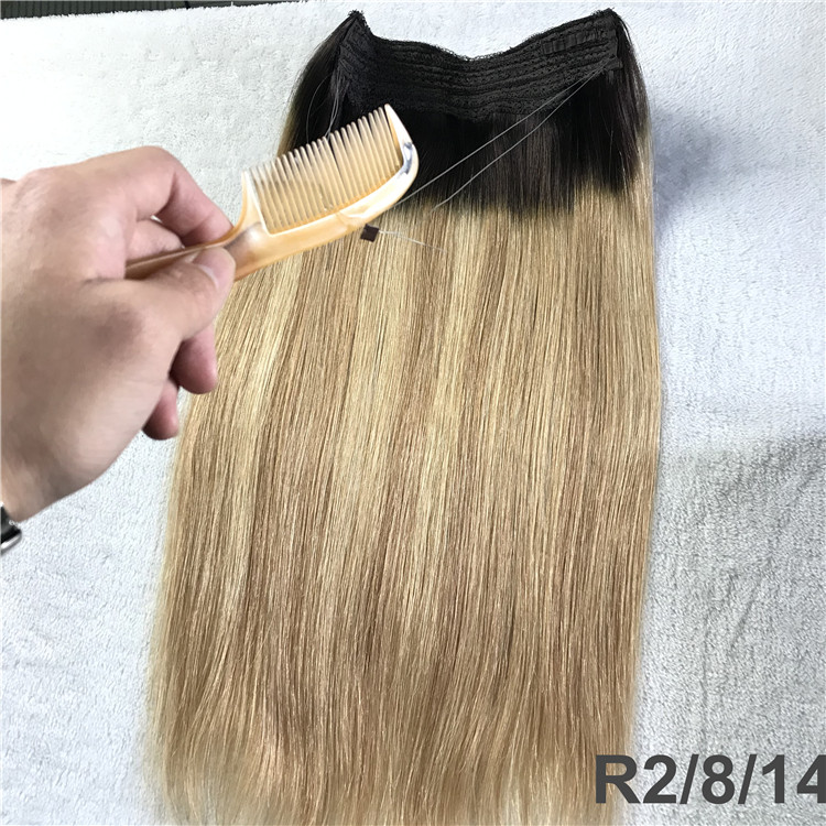 Full cuticle double drawn custom color halo hair extensions  CC119